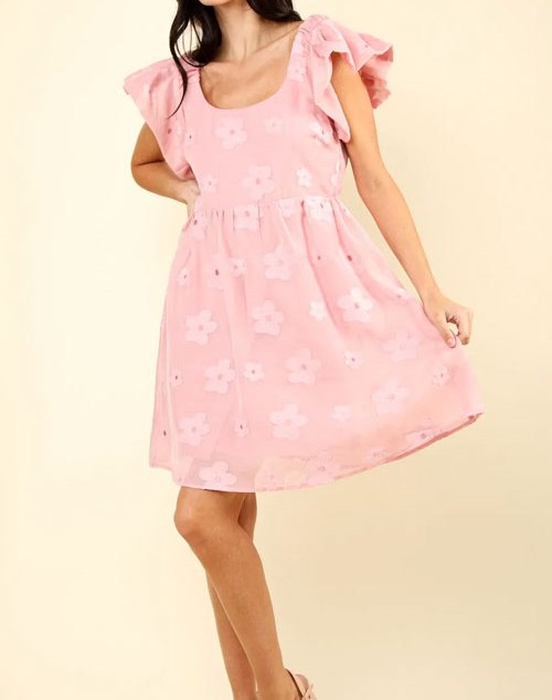 Women's VERY J Flower Embroidered Organza Mini Dress