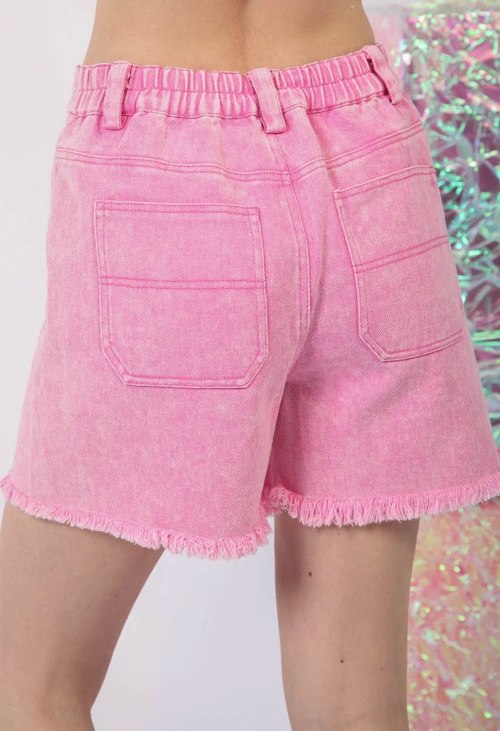Women's VERY J Washed Raw Hem Denim Shorts