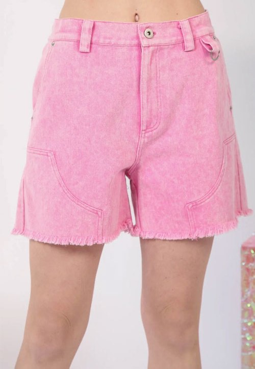 Women's VERY J Washed Raw Hem Denim Shorts