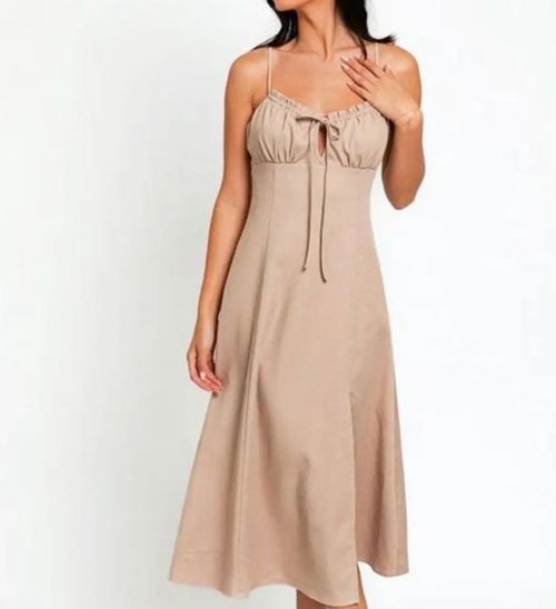 Women's Le Lis Flare Front Tie Front Slit Midi Dress