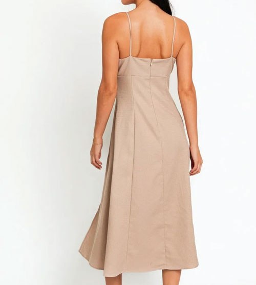 Women's Le Lis Flare Front Tie Front Slit Midi Dress