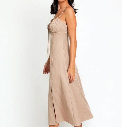 Women's Le Lis Flare Front Tie Front Slit Midi Dress