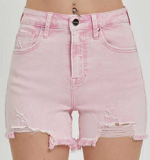 Women's RISEN High Rise Distressed Denim Shorts