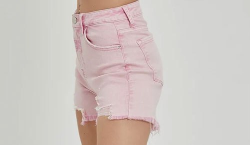 Women's RISEN High Rise Distressed Denim Shorts