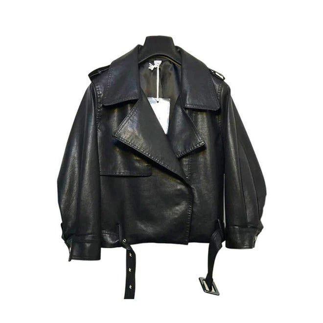 Women Charming Loose Fit Casual Leather Jacket