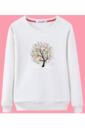 Women Elegant Printed Style Round Neck Cozy Sweatshirt