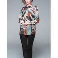 Chic Abstract Print Blouse for Women