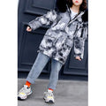 Kids Girls Warm Hood Neck Long Sleeve Autumn Season Modern Styled Two Sided Jacket - KGJC42118