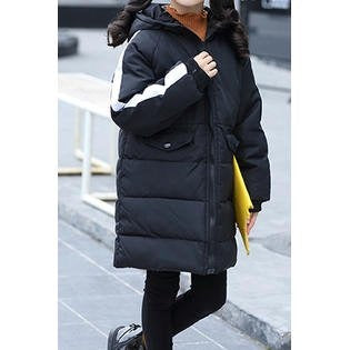Kids Girls hooded collar and long sleeves thick jacket
