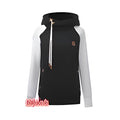 Women Contrast Color One Sleeve Drawstring Hoodie C1685JPH