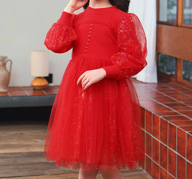 Girls' Long-Sleeve Knit Dress (12)