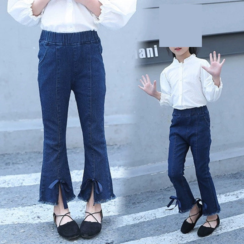 Kids Girls Bell Bottom Slit Style Jeans