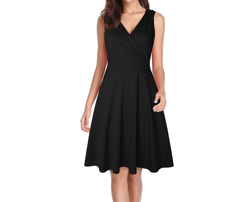Women Graceful Solid Color Sleeveless Cocktail Evening Dress