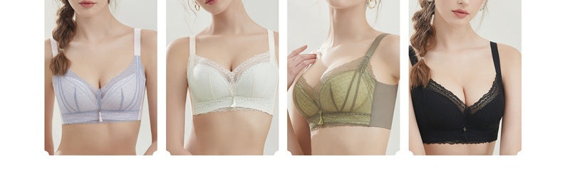 Women Lace Adjustable Bra with Upper Thin and Lower Thickness Push-up Non-Magnetic Bra for Small Breasts
