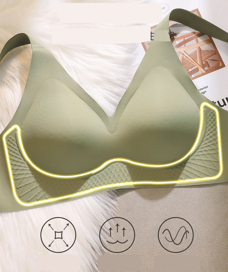 Seamless large size underwear for women, thin, large breasts, small, no wires, adjustable breast-retracting sports anti-sagging