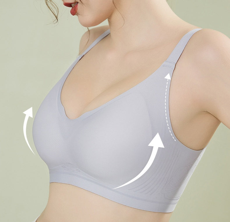 Women Summer Glossy Seamless Soft Support Bra Anti-Sagging Big Breast Bra