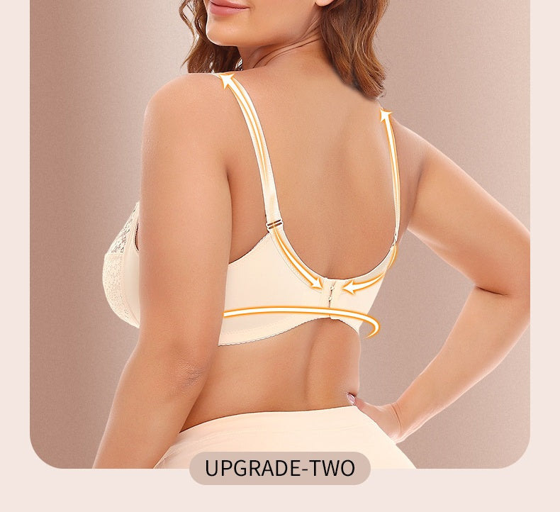 No-wire lace large cup thin plus size underwear European and American large size bra BCDEF cup