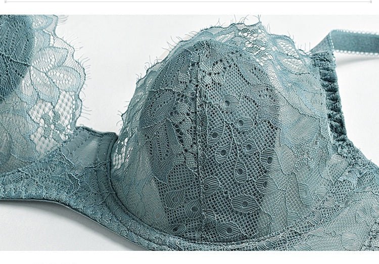 Women Lace Embroidered Bra Thin Cup Summer Big Breast Underwear Women's Push Up Lace Underwear