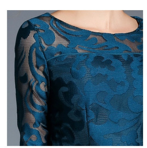 Women Lace Scoop Neck A-Line Fashion Dress