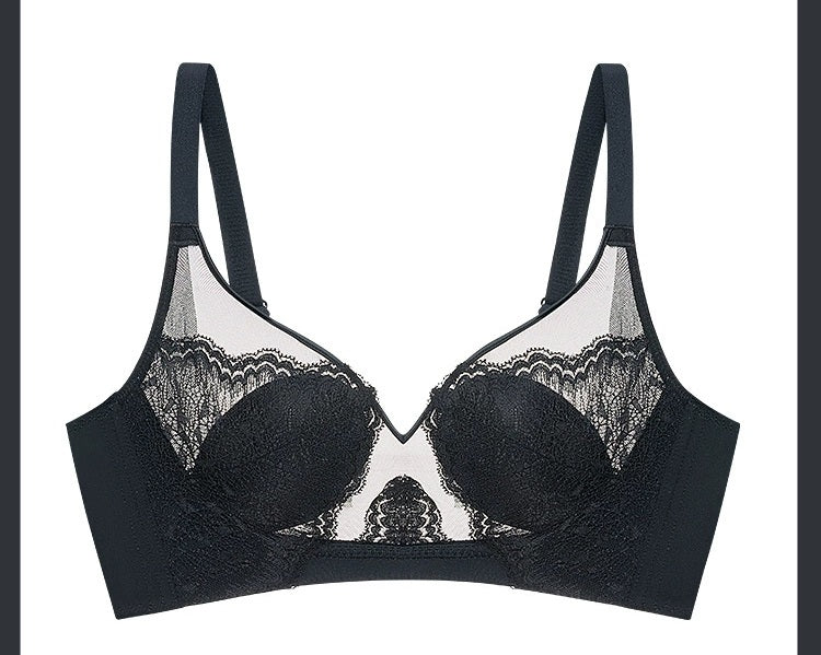 Silicone Jelly Core Crystal Cup Underwear Lace Ultra-Thin Big Breasts Showing Bunny Ears Bra Adjustable Bra
