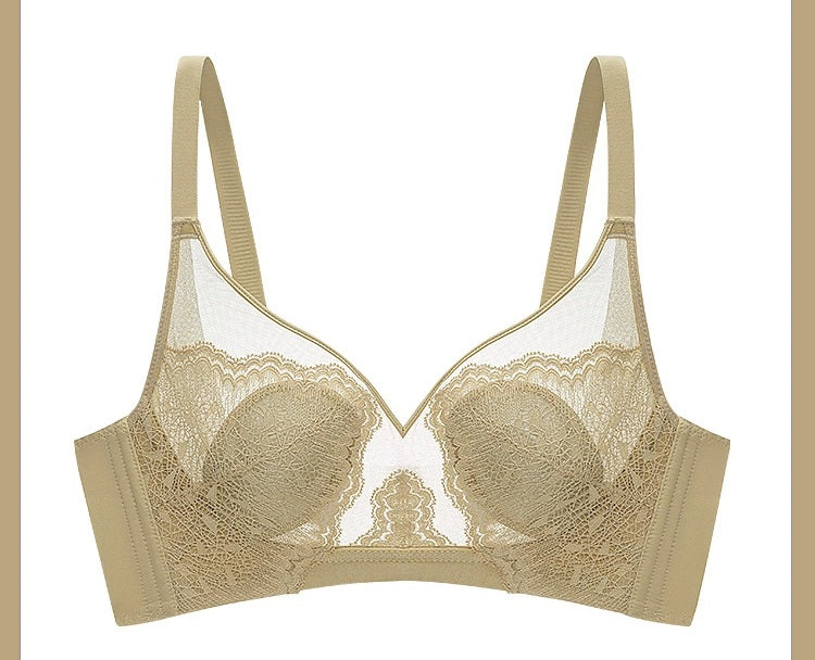 Silicone Jelly Core Crystal Cup Underwear Lace Ultra-Thin Big Breasts Showing Bunny Ears Bra Adjustable Bra
