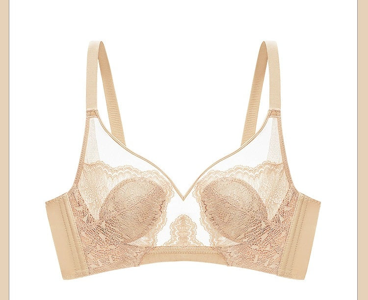 Silicone Jelly Core Crystal Cup Underwear Lace Ultra-Thin Big Breasts Showing Bunny Ears Bra Adjustable Bra