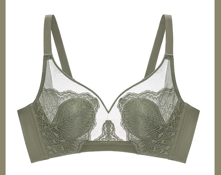 Silicone Jelly Core Crystal Cup Underwear Lace Ultra-Thin Big Breasts Showing Bunny Ears Bra Adjustable Bra