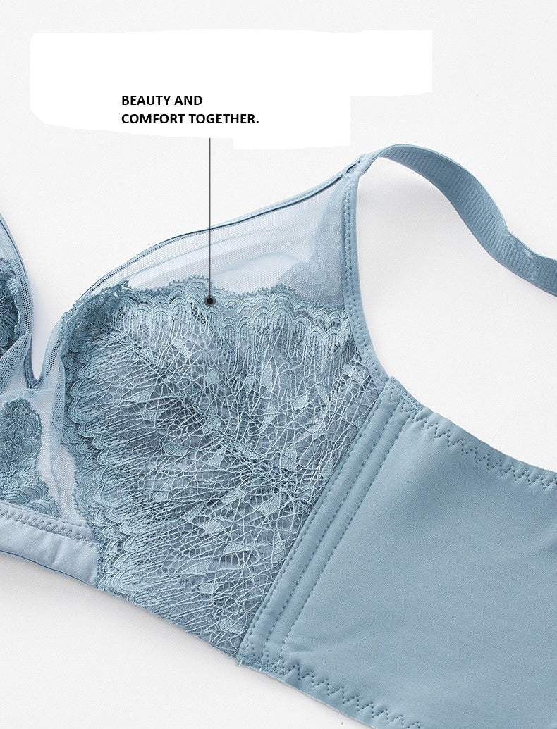 Silicone Jelly Core Crystal Cup Underwear Lace Ultra-Thin Big Breasts Showing Bunny Ears Bra Adjustable Bra
