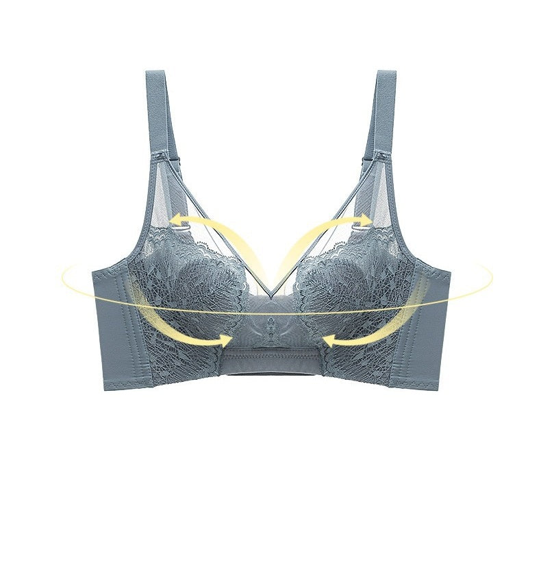 Silicone Jelly Core Crystal Cup Underwear Lace Ultra-Thin Big Breasts Showing Bunny Ears Bra Adjustable Bra