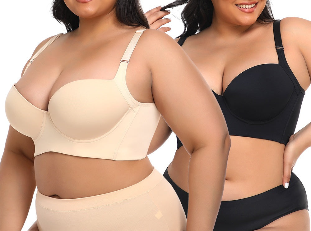 Gathered and side-breasted seamless cup vest-style body shaping back long large size sports bra three-row button