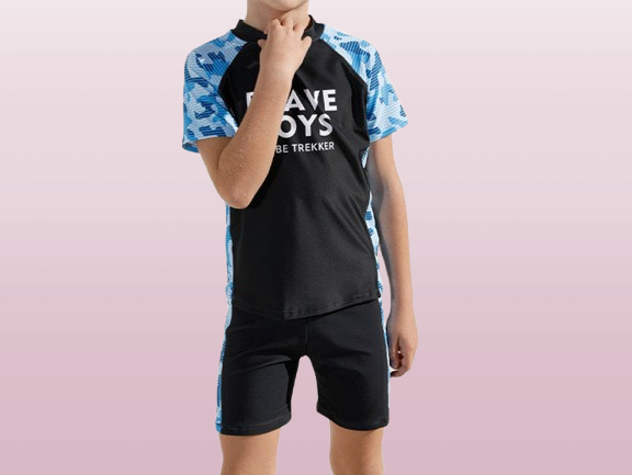 Boys' Short-Sleeve Floral Swimsuit