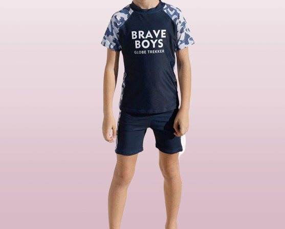 Boys' Short-Sleeve Floral Swimsuit
