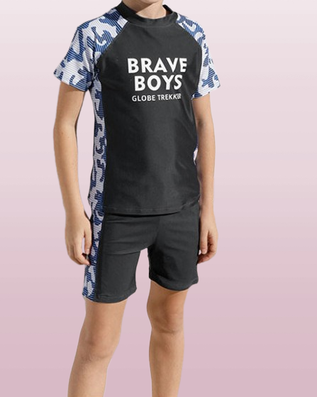Boys' Short-Sleeve Floral Swimsuit
