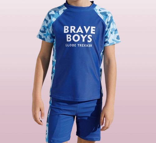Boys' Short-Sleeve Floral Swimsuit