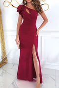 You said: new summer solid color simple sexy off-shoulder slit dress women's