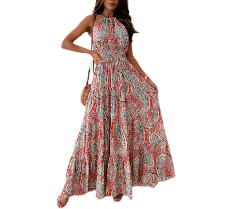 Bohemian Floral Backless Maxi Dress – Summer Long Skirt Sundress