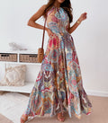 Bohemian Floral Backless Maxi Dress – Summer Long Skirt Sundress