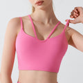Women's Thin-Strap Sports Bra with Chest Pad - Stylish Open-Back Yoga & Running Vest for Spring/Summer