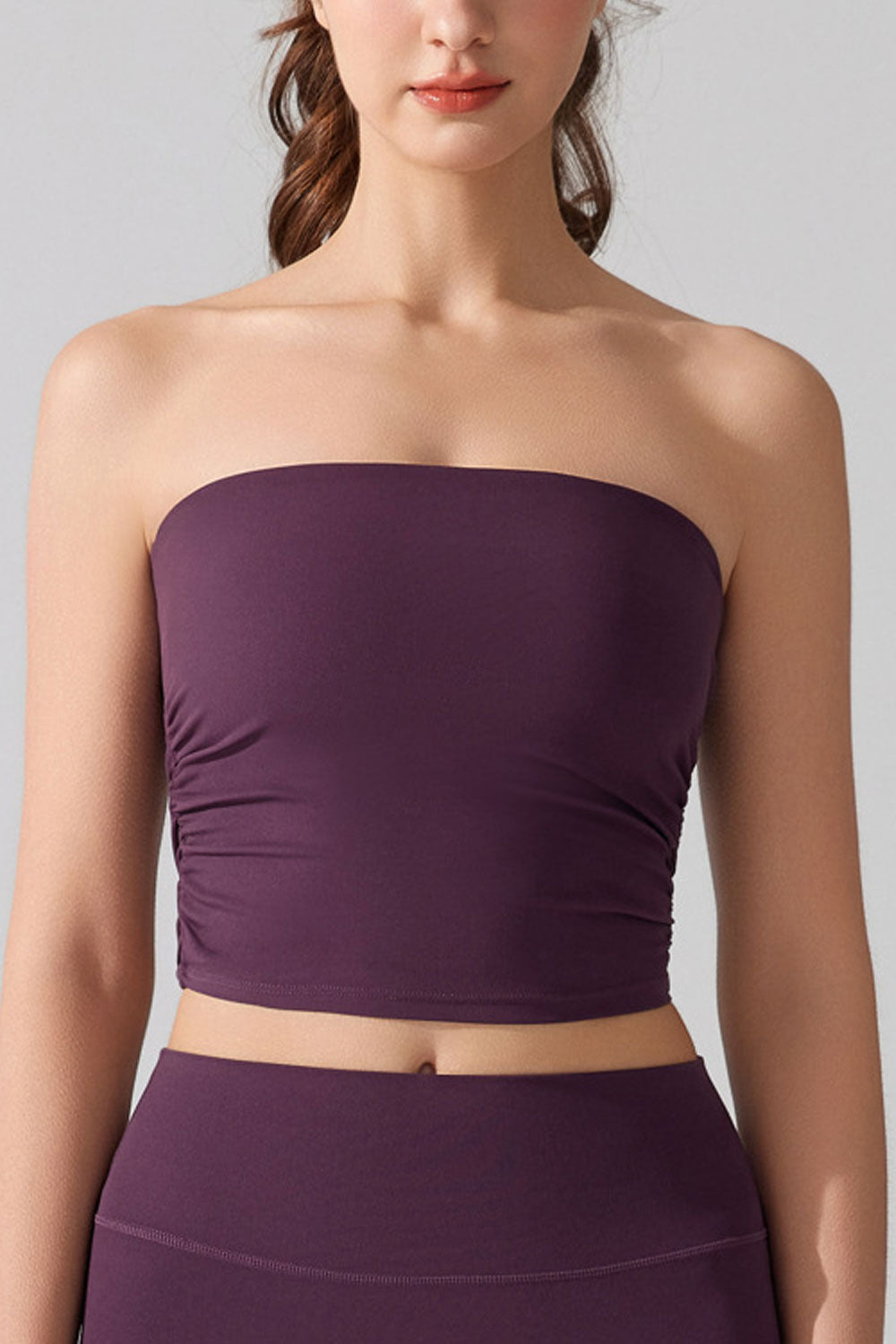 Women's Anti-Exposure Sports Bra Tube Top - Non-Slip Fitness Yoga Vest with Built-in Chest Pad