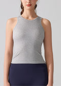 Women's Shockproof Threaded Yoga Vest - Sleeveless Fitness Top with Chest Pad, Nude Sportswear for Running & Training