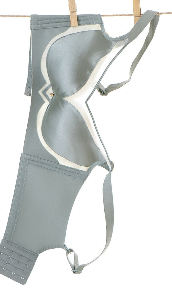 Women’s Mesh Satin Gathered Bra – Medium Thick Cup, Adjustable High Side Support Bra