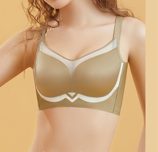 Women’s Mesh Satin Gathered Bra – Medium Thick Cup, Adjustable High Side Support Bra