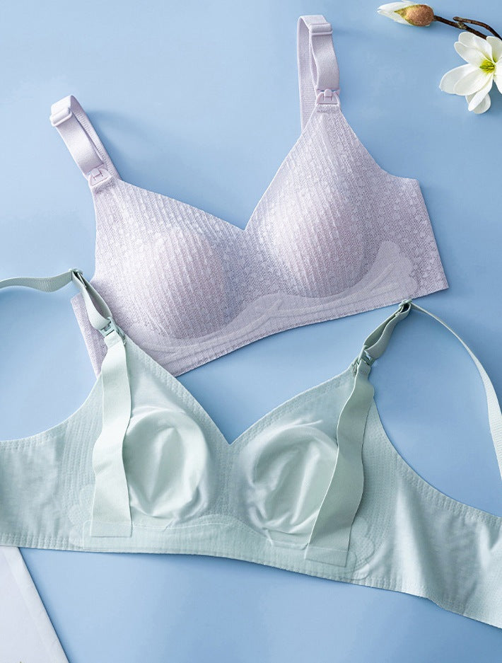 Women’s Ultra-Thin Wire-Free Nursing Bra – Push-Up, Maternity Breastfeeding Bra with Buckle Access