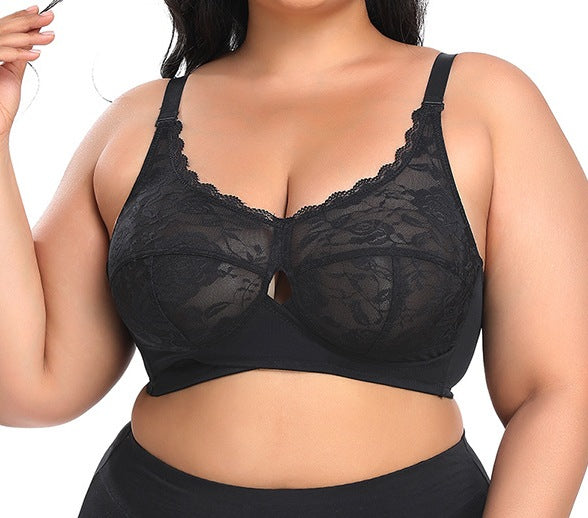 Women’s No-Wire Lace Bra – Thin, Lightweight, Large Cup, B–E Cups, Comfortable & Breathable Underwear