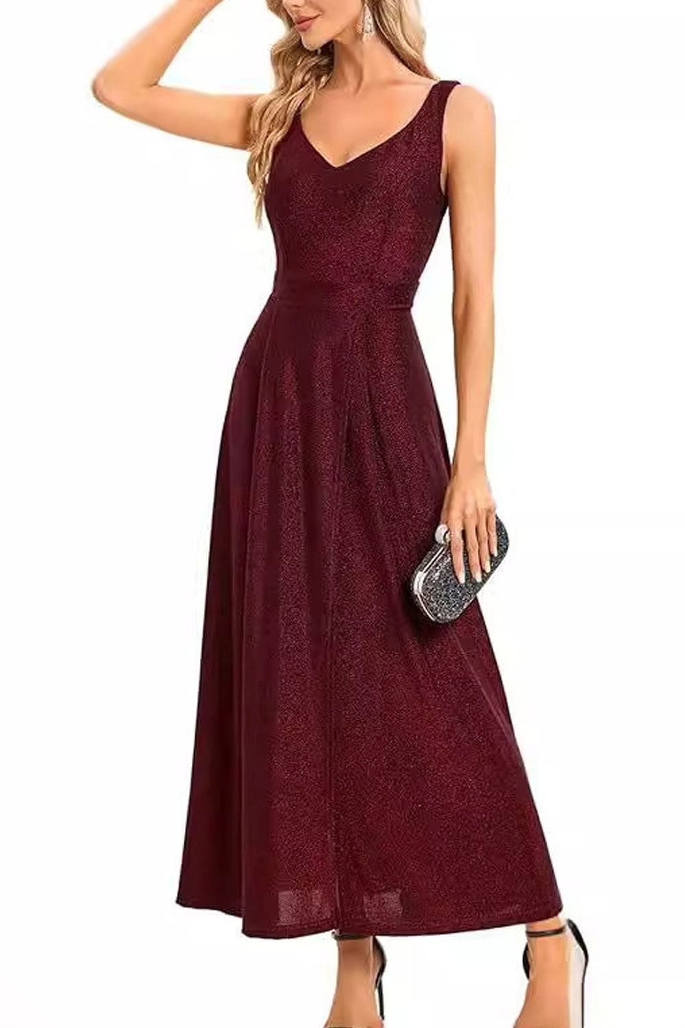 Elegant Women's Long Slit V-Neck Evening Dress Formal Prom,Cocktail Party &Wedding Gown