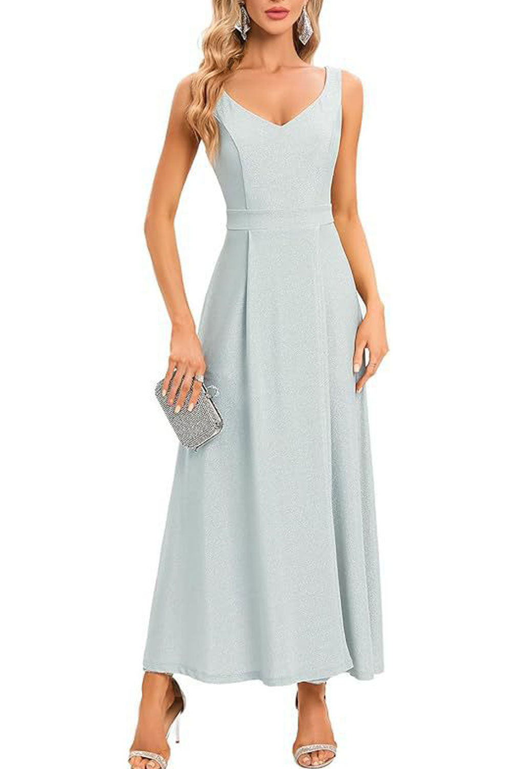 Elegant Women's Long Slit V-Neck Evening Dress Formal Prom,Cocktail Party &Wedding Gown