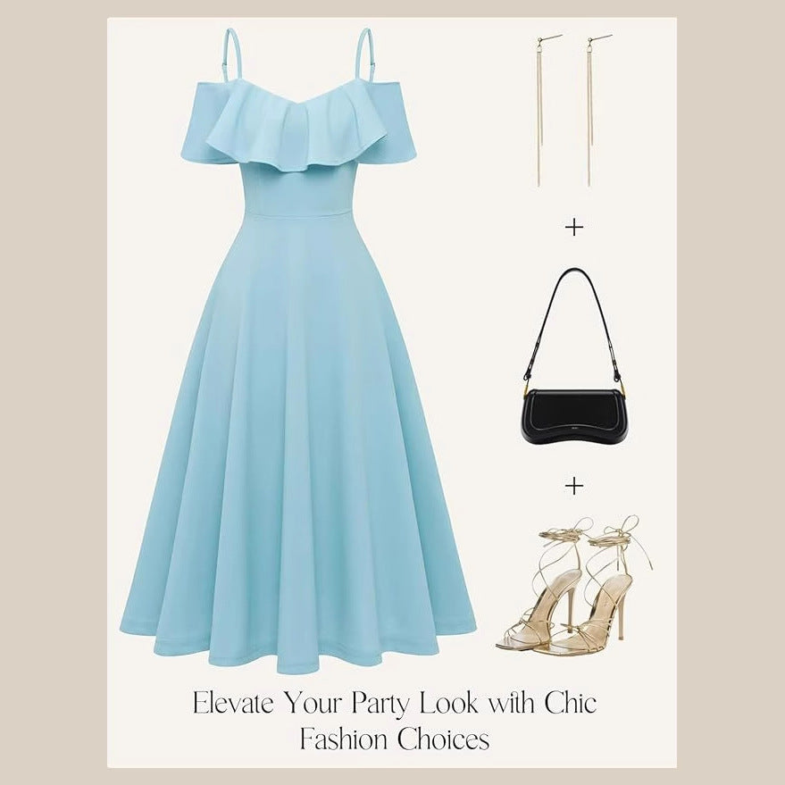 2025 New Suspender Mini Dress – Elegant Solid Color Short Skirt for Banquet & Party Wear
