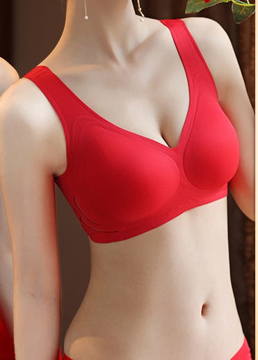 Women Cup Big Red Underwear Wedding Red Bra Seamless Push-up Comfortable Bra