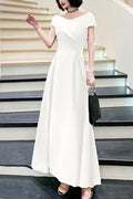 Elegant One-Shoulder Evening Dress for Women – Light Luxury, High-End Banquet & Host Gown, Temperament Niche Performance Dress
