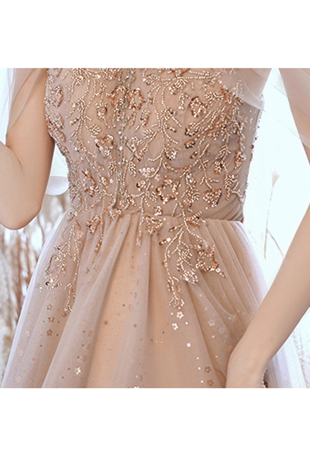 Elegant Champagne Evening Dress – 2025 Spring Banquet Collection | Sophisticated Bridesmaid & Host Gown